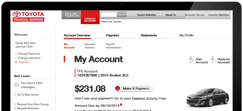 toyota financial services bank account number #7